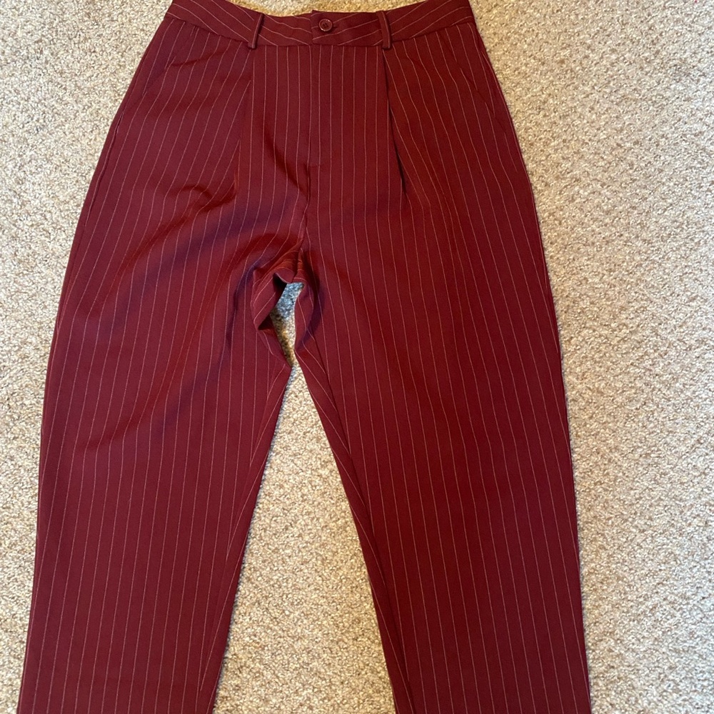 Burgundy Pinstripe Trousers